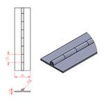 JSPC02 Cerniera lunga - 25mm aperta x 2mm perno x 1.2mm spessore (1820mm sezione)