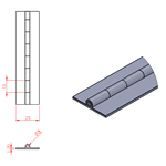 JSPC03 Cerniera lunga - 25mm aperta x 3mm perno x 1.2mm spessore (1820mm sezione)